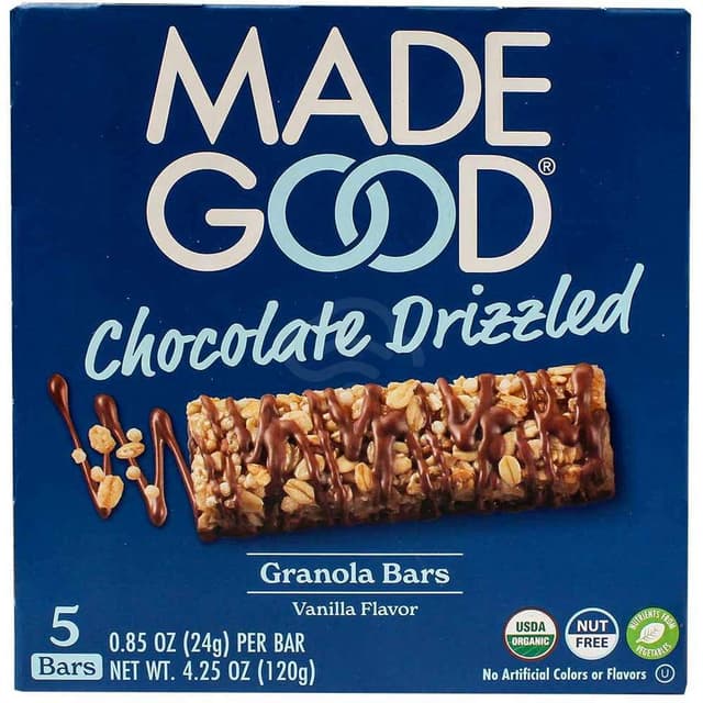 Vanilla Flavor Chocolate Drizzled Granola Bars, Vanilla