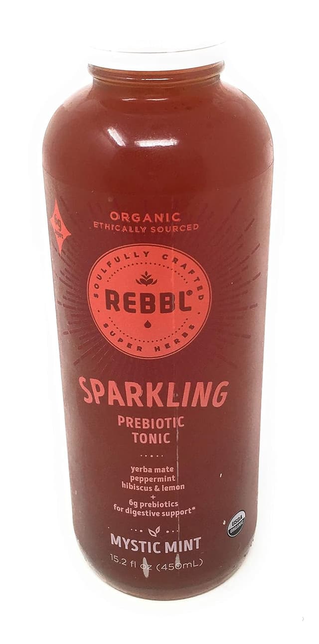 Mystic Mint Organic Yerba Mate, Peppermint, Hibiscus & Lemon Sparkling Prebiotic Tonic, Mystic Mint