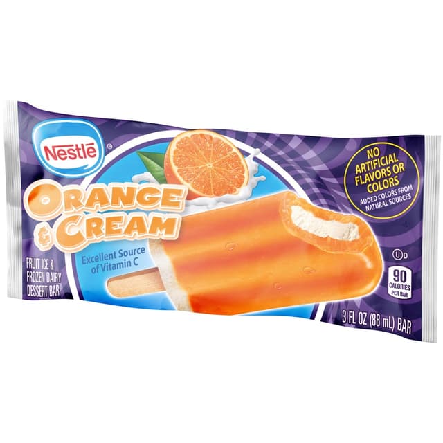 Orange & Cream Fruit Ice & Frozen Dairy Dessert Bar, Orange & Cream