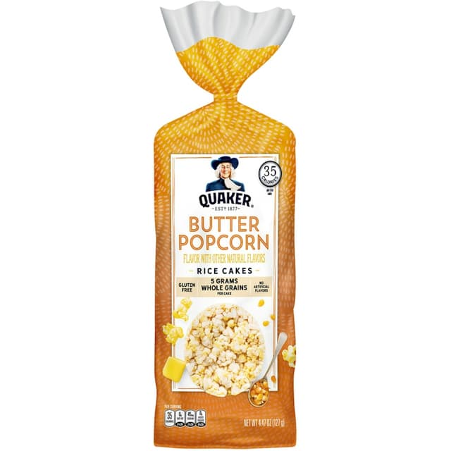 Quaker Rice Cakes Buttered Popcorn 4.47 Ounce Plastic Bag