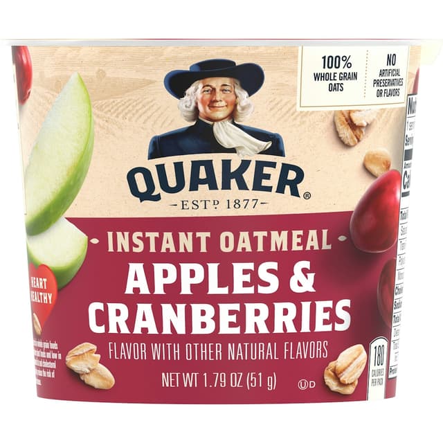 Quaker Instant Oatmeal Apples & Cranberries 1.79 Oz Cup