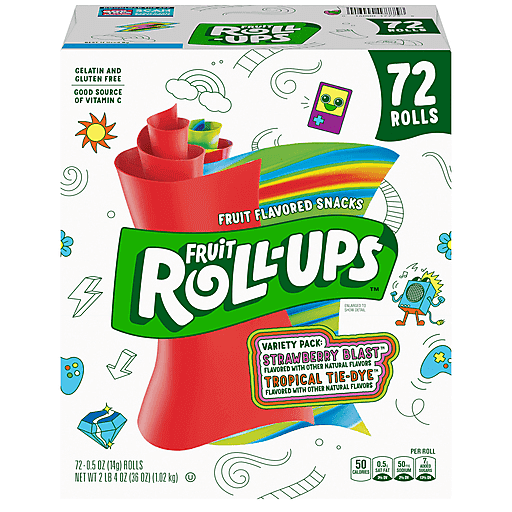 Fruit Roll-Ups Tropical Tie-Dye Strawberry 72 Count