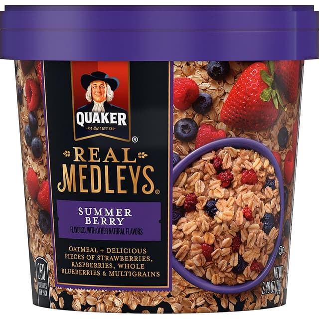 Quaker Real Medleys Summer Berry Oatmeal 2.46 Ounce Cup