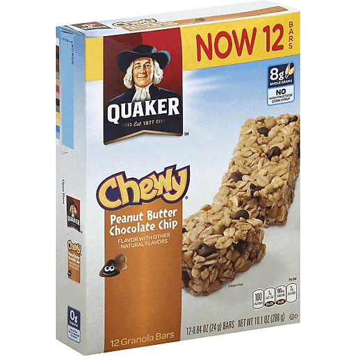 Quaker Chewy Dipps Peanut Butter Chocolate Chip (12-0.84 Oz) 10.1 Ounce 12 Pack Bag in Box