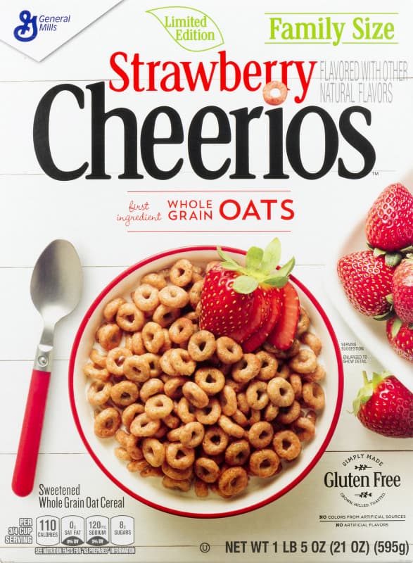 Gmills Cheerios Sweetened Whl Grn Oat Cereal Strwbry Family Sz
