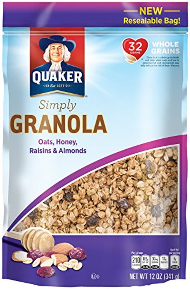 Quaker Simply Granola Oats, Honey, Raisins, & Almonds 12 Ounce Plastic Bag