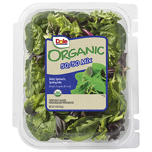 50/50 Organic Baby Spinach, Spring Mix, 50/50