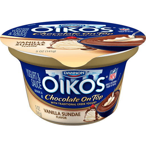 Vanilla Sundae Flavor Chocolate on Top with Traditional Greek Yogurt & Sauce, Vanilla Sundae