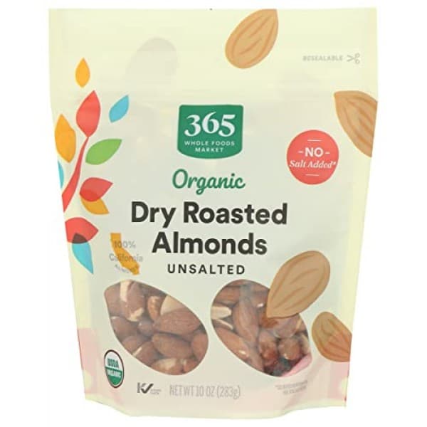 Unsalted Organic Dry Roasted Almonds, Unsalted Dry Roasted