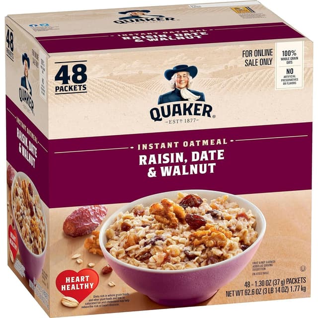 Raisin, Date & Walnut Instant Oatmeal, Raisin; Date; Walnut
