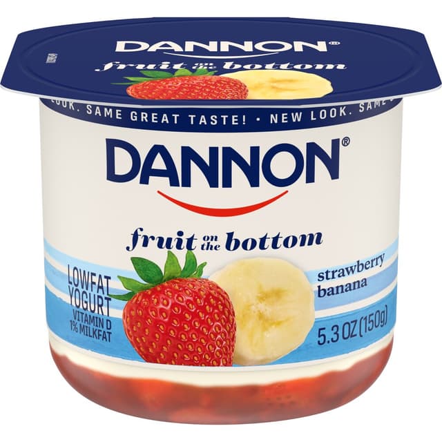 Dannon, Fruit on the Bottom Lowfat Yogurt, Strawberry, Banana, Strawberry, Banana