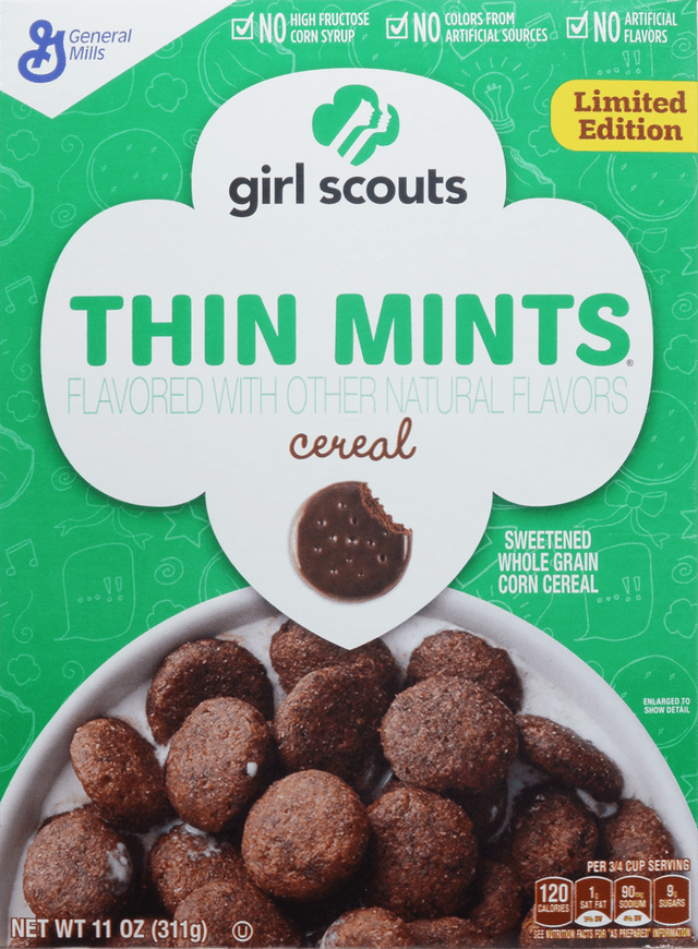 Gmills Girl Scouts Whl Grn Corn Cereal Thin Mints
