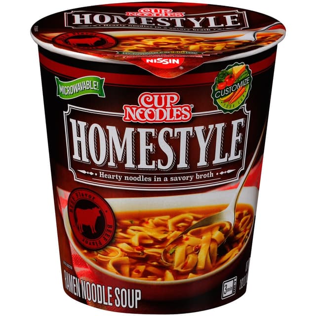 Nissin, Cup Noodles, Homestyle Ramen Noodle Soup, Beef, Beef