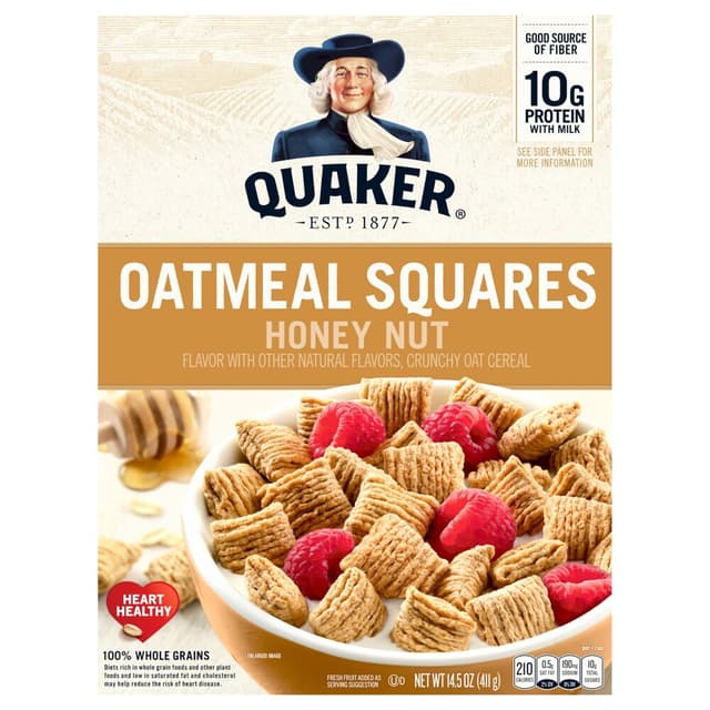 Honey Nut Flavor Oatmeal Squares Crunchy Oat Cereal, Honey Nut