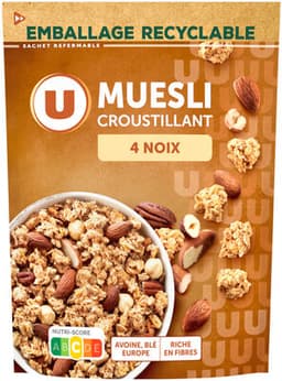 Céréales Muesli Croustillant Aux 4 Noix Paquet De 500G