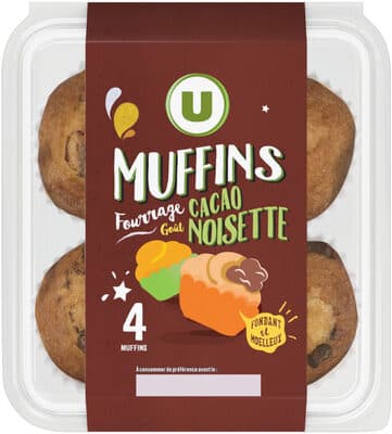 Muffins Fourrés Goût Chocolat Cacao Noisette 300G
