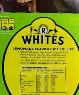 Whites Lemonade Flavour Ice Lollies