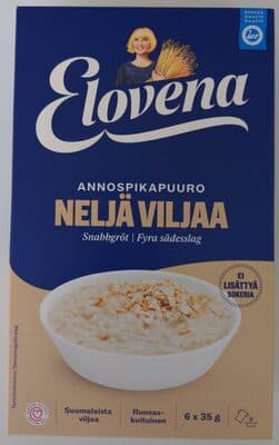 Elovena Annospikapuuro Täysjyvähiutale 4 Viljaa