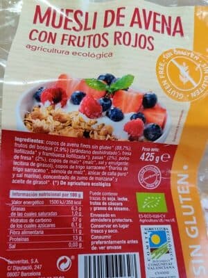 Muesli De Avena Con Frutos Rojos
